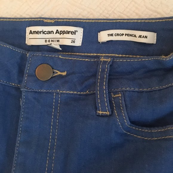 American Apparel Blue "The Crop Pencil Jean" NWT - Picture 2 of 6